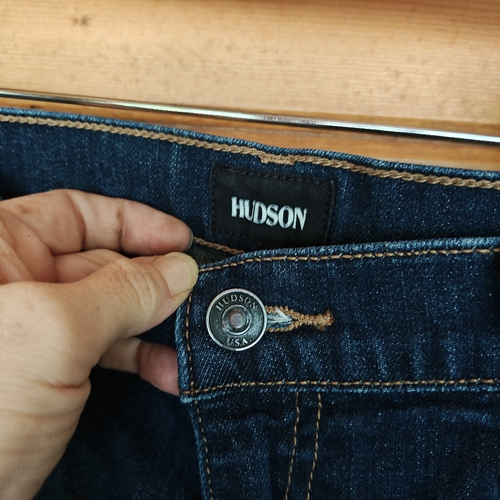 Hudson Noa Mid Rise Straight Raw Hem Crop In Giana Dark Jean Boho Sz 30(32) X25" - Picture 7 of 13